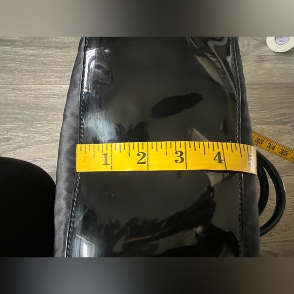 Tory Burch Mini Ella Tote Bag in Black Nylon and Black Patent Leather Trim - Picture 13 of 14